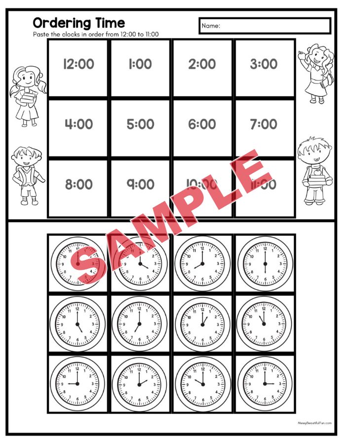 ภาพตัวอย่าง 2 ของ แบบฝึกหัดเรื่องเวลาชุดที่1
