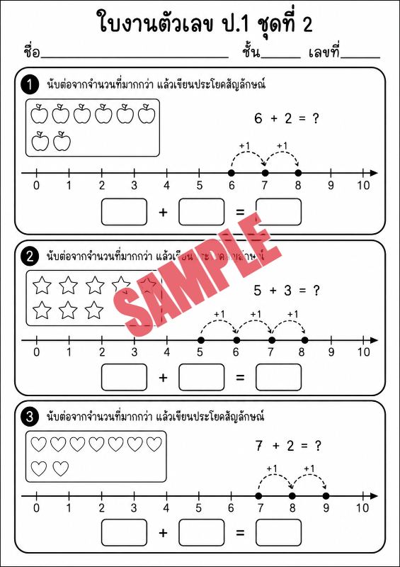 ปก แบบฝึกหัดตัวเลขป.1ชุดที่2